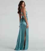 Sam Formal Satin Open Back Dress - Image 11
