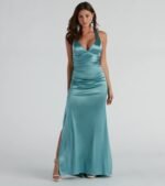 Sam Formal Satin Open Back Dress - Image 12