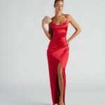 Chelsea Satin High Slit Formal Dress