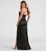 Jolina Wrap Skirt Satin Dress - Image 22
