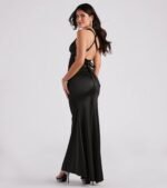 Sam Formal Satin Open Back Dress - Image 14