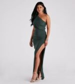 Adora Formal One-Shoulder Ruched Dress - Image 23