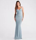 Rachel Formal Glitter Lace-Up Dress - Image 9