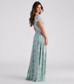 Maybelle Formal Floral Chiffon A-Line Dress - Image 2