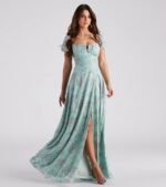 Maybelle Formal Floral Chiffon A-Line Dress - Image 3