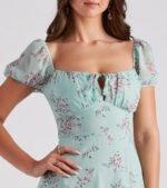 Maybelle Formal Floral Chiffon A-Line Dress - Image 4
