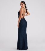 Rachel Formal Glitter Lace-Up Dress - Image 14