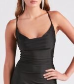 Arabella High Slit Cowl Neck Dress - Image 21