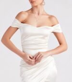 Valencia Formal Off-The-Shoulder Wrap Dress - Image 4