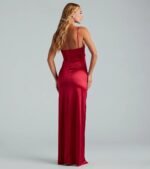 Jolina Wrap Skirt Satin Dress - Image 26