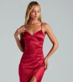 Jolina Wrap Skirt Satin Dress - Image 28