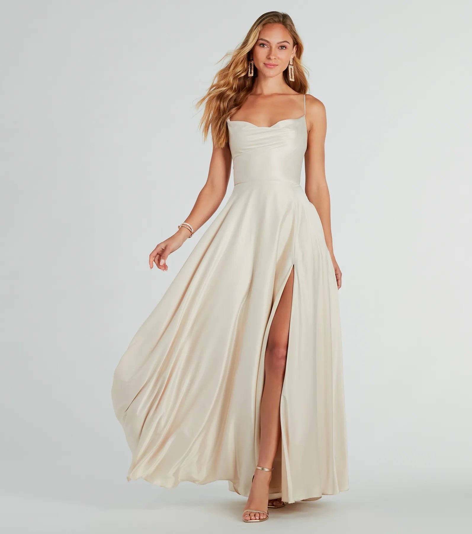 05002-7869_1_GOLD_WinslowFormalSatinLaceUpDress_84ed87d8-1ab9-494c-b64c-76fcfbcab844 Winslow Formal Satin Lace-Up Dress - Image 1