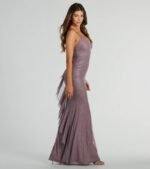 Linda Formal Glitter Ruffled Dress - Image 11