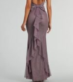 Linda Formal Glitter Ruffled Dress - Image 12
