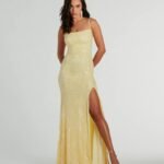 Kimber High Slit Floral Sequin Mermaid Dress
