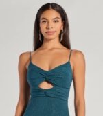Della Glitter Knit Twist-Front Cutout Mermaid Dress - Image 3