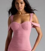 Looking Fab Cold-Shoulder Ruched Bodycon Midi Dress - Image 3