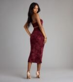 Crushing On Velvet Flocked Floral Midi Dress - Image 2
