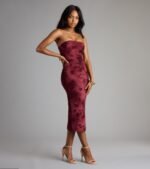 Crushing On Velvet Flocked Floral Midi Dress - Image 4