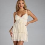 Sweet Looks V-Neck Lace Babydoll Dress