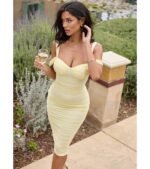 Looking Fab Cold-Shoulder Ruched Bodycon Midi Dress - Image 5