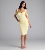 Looking Fab Cold-Shoulder Ruched Bodycon Midi Dress - Image 6