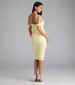 Looking Fab Cold-Shoulder Ruched Bodycon Midi Dress - Image 7