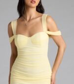 Looking Fab Cold-Shoulder Ruched Bodycon Midi Dress - Image 8