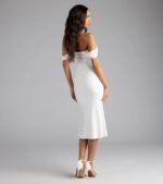 Exceptional Off-The-Shoulder Flared Midi Dress - Image 22