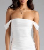Exceptional Off-The-Shoulder Flared Midi Dress - Image 23