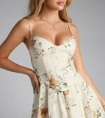 Garden Party Goals Floral Corset A-Line Midi Dress - Image 4