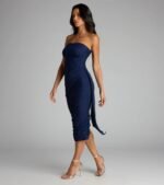 Own The Room Strapless Mesh Midi Dress - Image 4