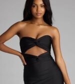 Cut To The Chase Strapless Cutout Midi Dress - Image 3