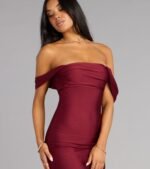 Exceptional Off-The-Shoulder Flared Midi Dress - Image 27