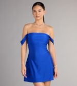 Classics Lover Off-The-Shoulder Satin A-Line Mini Dress - Image 25