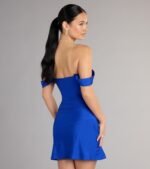 Classics Lover Off-The-Shoulder Satin A-Line Mini Dress - Image 26