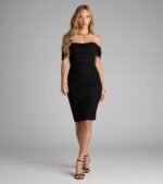 Chic Intentions Off-The-Shoulder Midi Dress