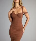Looking Fab Cold-Shoulder Ruched Bodycon Midi Dress - Image 16