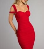 Looking Fab Cold-Shoulder Ruched Bodycon Midi Dress - Image 20