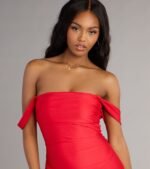 Classics Lover Off-The-Shoulder Satin A-Line Mini Dress - Image 35