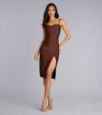 Sleek And Smooth High Slit Midi Dress - Image 5