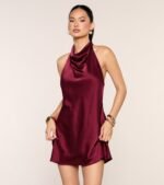 Luminous Open Back Satin A-Line Dress - Image 5