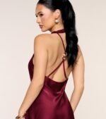 Luminous Open Back Satin A-Line Dress - Image 7