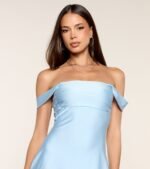 Classics Lover Off-The-Shoulder Satin A-Line Mini Dress - Image 51