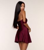 Classics Lover Off-The-Shoulder Satin A-Line Mini Dress - Image 56