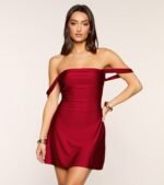 Classics Lover Off-The-Shoulder Satin A-Line Mini Dress - Image 57