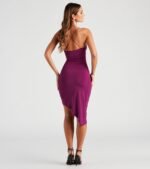 Sleek Moves Asymmetrical Ruched Midi Dress - Image 2