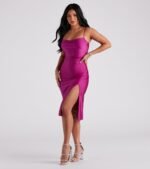 Sleek And Smooth High Slit Midi Dress - Image 23