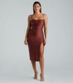Sleek And Smooth High Slit Midi Dress - Image 25