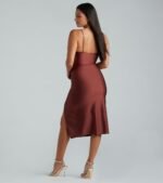 Sleek And Smooth High Slit Midi Dress - Image 26